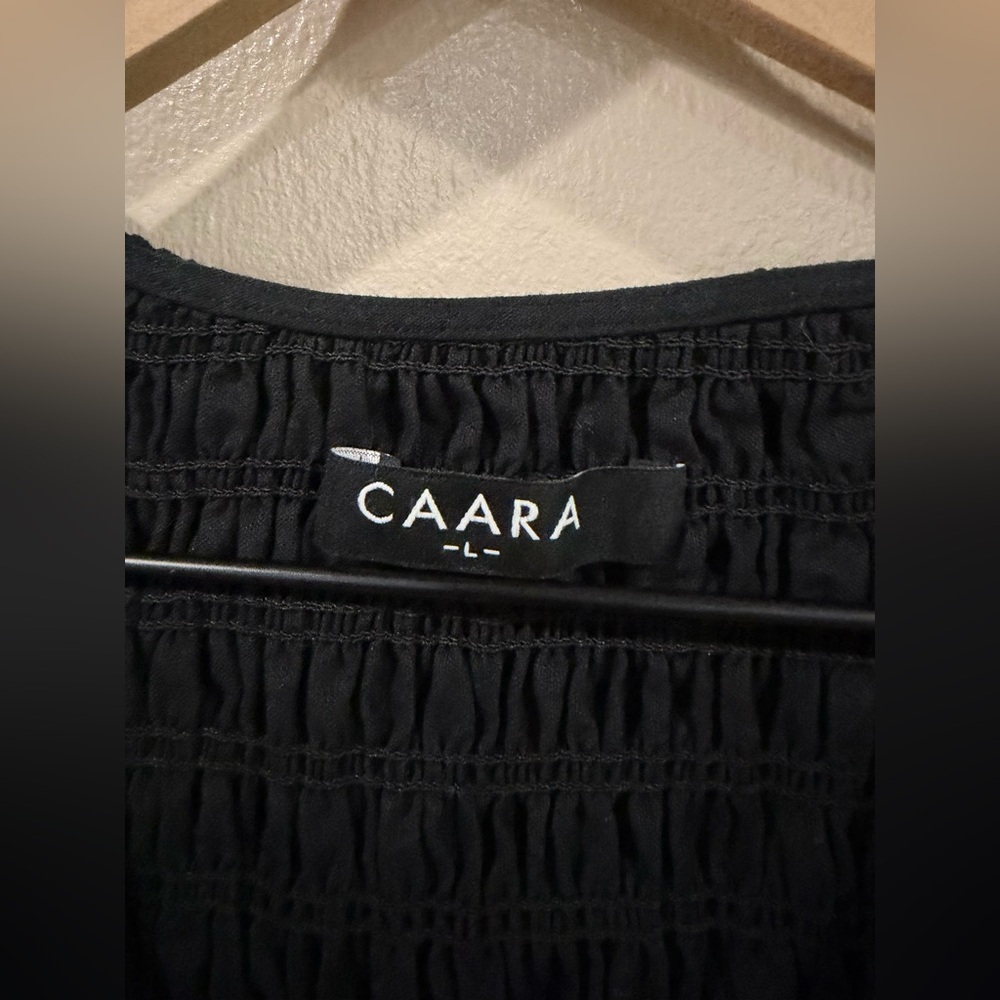 Caara Black Smocked Strapless Tiered Maxi Dress EUC - Picture 4 of 5